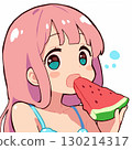 泳裝女孩吃西瓜2 130214317