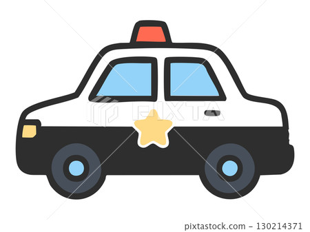簡單可愛的警車插畫 簡單可愛的警車插畫 130214371