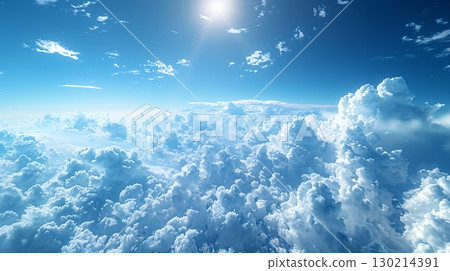 Indigo sky and soft cumulus clouds 130214391