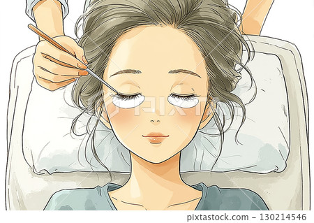 Miyu Series: Beauty illustration of a woman receiving eyelash extension treatment Miyu Series: Beauty illustration of a woman receiving eyelash extension treatment 130214546
