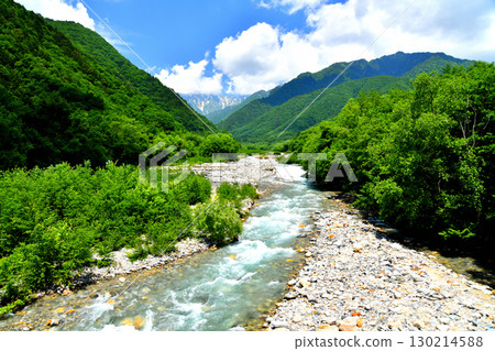 Kagogawa Bridge / View of the upstream (Ogizawa) from the Kagogawa River (Omachi City, Nagano Prefecture) [June 2025] 130214588