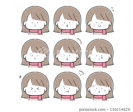 年輕女孩臉部表情套裝（秋季/冬季） 130214829