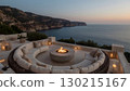 Luxury terrace on a rocky coast with sea view at sunset 130215167