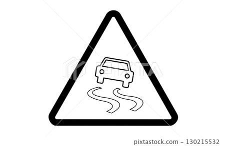Slippery road, curve caution sign illustration icon Slippery road, curve caution sign illustration icon 130215532
