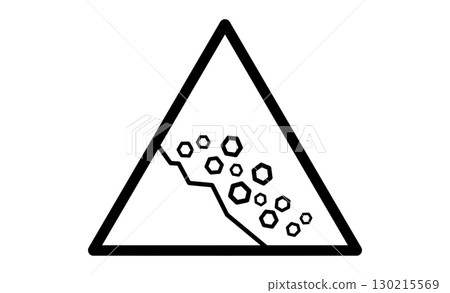 Falling rocks warning sign illustration icon 130215569