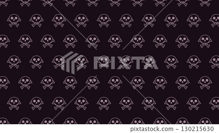 Skull and crossed bones outline style seamless pattern illustration. Horror, Pirates and Spooky Halloween theme vector background. Fabrics and Prints motif. Skull and crossed bones outline style seamless pattern illustration. Horror, Pirates and Spooky Halloween theme vector background. Fabrics and Prints motif. 130215630