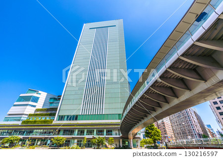 Yokohama cityscape, Japan, August 30. View of Yokohama City Hall in front of Sakuragicho Station. Yokohama cityscape, Japan, August 30. View of Yokohama City Hall in front of Sakuragicho Station. 130216597