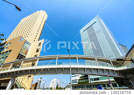 Yokohama cityscape, Japan, August 30. View of the Yokohama Sakuragicho Washington Hotel and Yokohama City Hall in front of Sakuragicho Station. 130216739