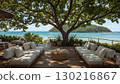 Cozy tropical terrace by the sea with island view 130216867