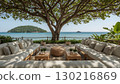 Cozy tropical terrace by the sea with island view 130216869