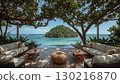 Cozy tropical terrace by the sea with island view 130216870