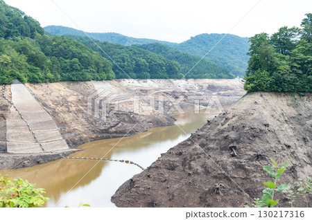 A view of Iwadozawa Dam when it is dry A view of Iwadozawa Dam when it is dry 130217316