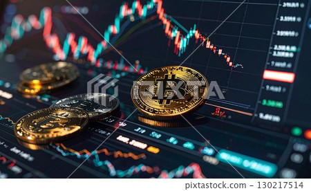 Image of virtual currency Bitcoin Crypto assets 130217514