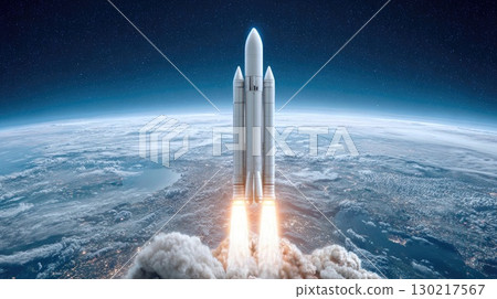 Space Rocket Launch Above Earth 130217567