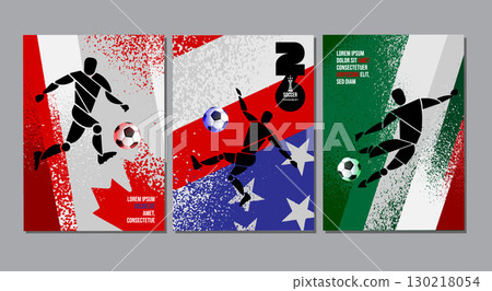 Dynamic soccer tournament vector background set featuring colorful geometric shapes Dynamic soccer tournament vector background set featuring colorful geometric shapes 130218054