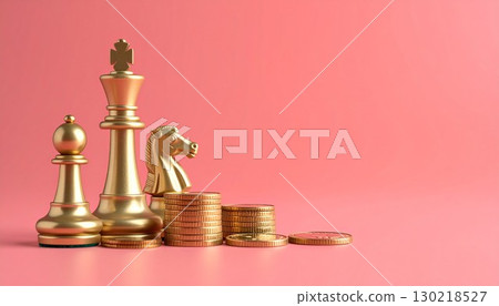 Image of chess pieces and cash 130218527