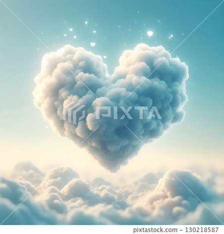 Heart-shaped clouds floating in the sky, earth day, environment, environmental protection, climate information communication report sea report material piece 130218587