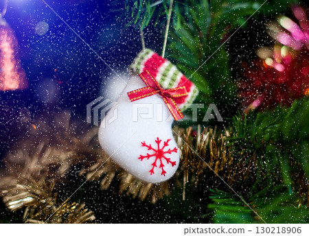 New Year's toy boots with a snowflake 130218906