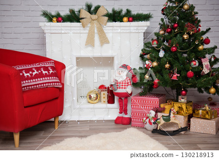 Beautiful holdiay decorated room with Christmas Beautiful holdiay decorated room with Christmas 130218913