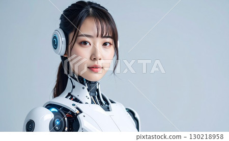 Business series: Portrait of a young, beautiful female humanoid cyborg Business series: Portrait of a young, beautiful female humanoid cyborg 130218958