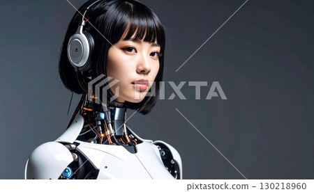 Business series: Portrait of a young, beautiful female humanoid cyborg Business series: Portrait of a young, beautiful female humanoid cyborg 130218960