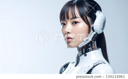 Business series: Portrait of a young, beautiful female humanoid cyborg 130218961