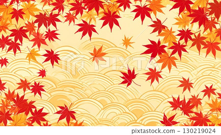 秋葉和流動的水圖案秋季日式背景 130219024