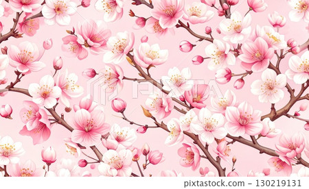 Gorgeous Japanese pattern background of plum blossoms and Shippo motifs 130219131