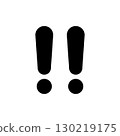 Simple exclamation mark icon, black and white 130219175