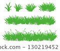 Green grass silhouettes, cartoon lines of plants and shrubs, natural, eco, bio, organic 130219452
