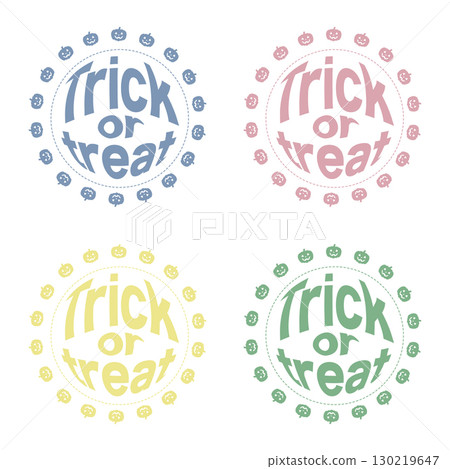 Trick or Treat wreath-style logo (4-color set, pastel) Trick or Treat wreath-style logo (4-color set, pastel) 130219647