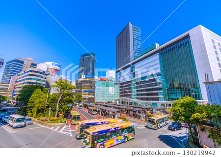 Yokohama cityscape, Japan, August 30th. The intense heat continues... View of Yokohama Station, JR Yokohama Tower, etc. 130219942