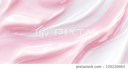 Smooth swirling cream texture in pastel pink and white, abstract background 130220063