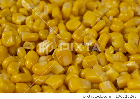 Sweet Canned Corn Close-Up Macro Texture Detail. Sweet Canned Corn Close-Up Macro Texture Detail. 130220263