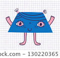 Cute and funny vector trapezoid character for kids and baby designs, fun geometric shape for math educational resources for children 130220365