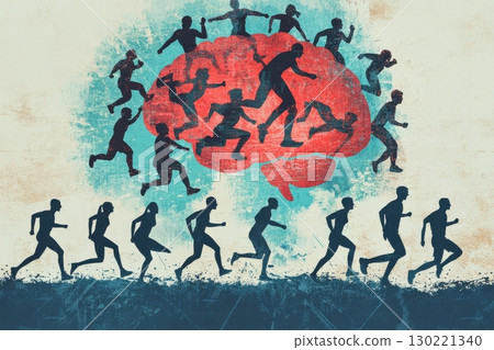 Running minds a journey through thoughts and actions abstract art urban setting artistic perspective 130221340