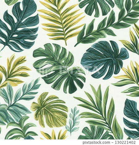 Vibrant tropical leaves pattern nature digital artwork green environment aesthetic viewpoint nature's beauty 130221402