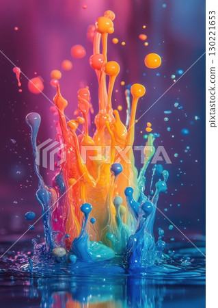Colorful splash of paint in motion studio setting abstract photography vibrant environment close-up art concept 130221653