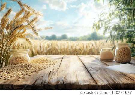 Harvesting golden grains wheat field photography natural landscape wide angle agricultural abundance 130221677