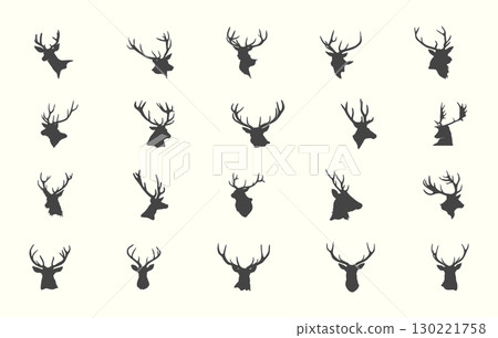 Deer Head Svg, Deer Head Silhouette, Deer Antler Silhouette, Deer Antler Svg, Deer Head Vector,  Deer Head Clipart. 130221758