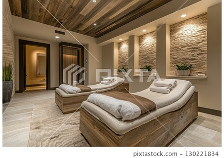 Relaxing spa experience modern wellness center interior photography tranquil atmosphere professional perspective serenity concept for seo impact 130221834