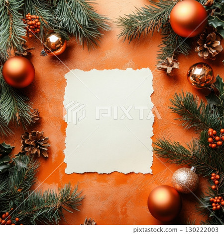 Festive holiday decor with ornaments and foliage cozy indoor setting photography warm atmosphere artistic perspective 130222003