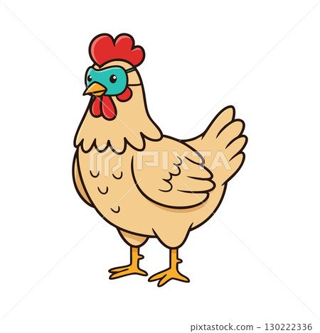 Chicken farm animal vector illustration with red comb and yellow legs natural design 130222336