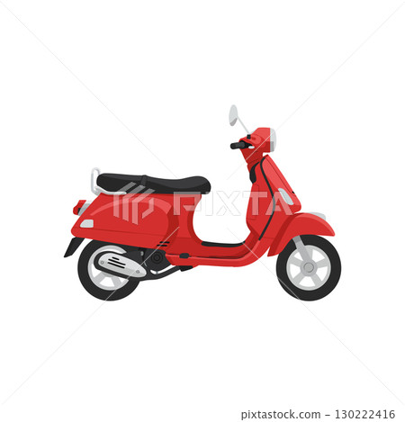 Red scooter vector illustration with black seat and simple design 130222416