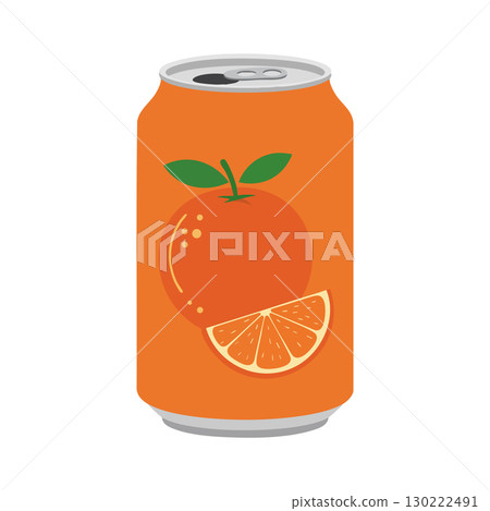 Orange soda can with fresh orange fruit illustration vector design 130222491