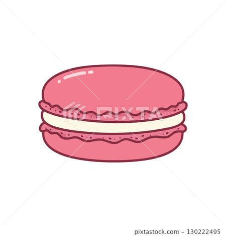 Pink Macaron Dessert Illustration with Cream Filling in Vector Style 130222495