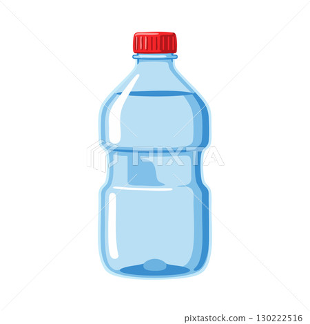 Plastic water bottle with red cap simple vector illustration design 130222516