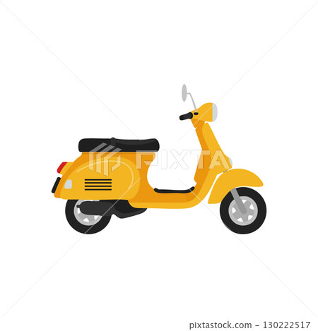 Yellow Retro Scooter Vector Illustration in Side View for Urban Transport Design 130222517
