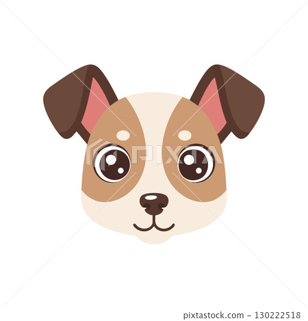 Cute dog face vector illustration with brown ears and big eyes for pet design 130222518