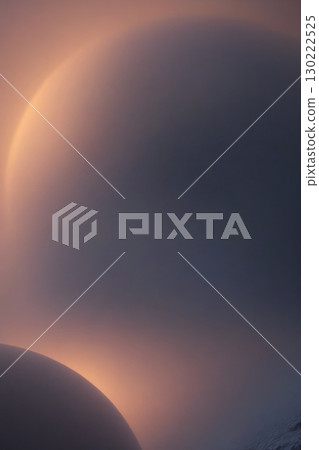 Shrouded stellar objects and planets drift in mist, evoking eerie wonder - ai generated 130222525